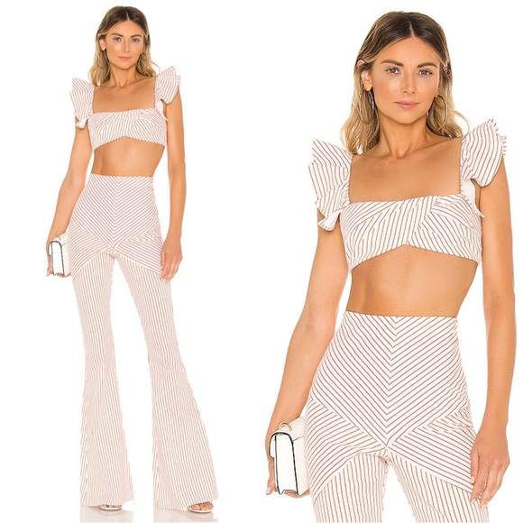Michael Costello Pants - MICHAEL Costello x REVOLVE White and Orange Striped Cassandra Pants and Top